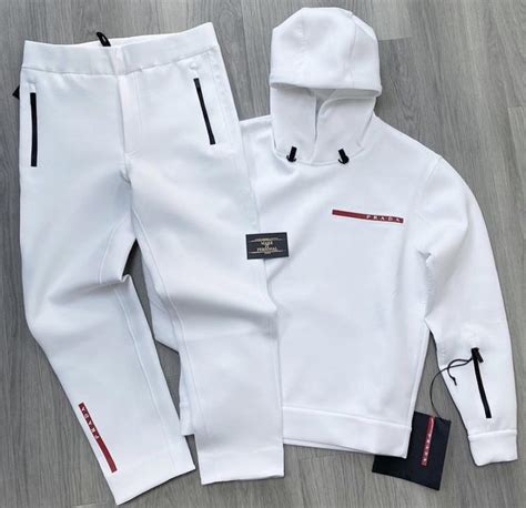 prada tracksuit bottoms|prada white tracksuit.